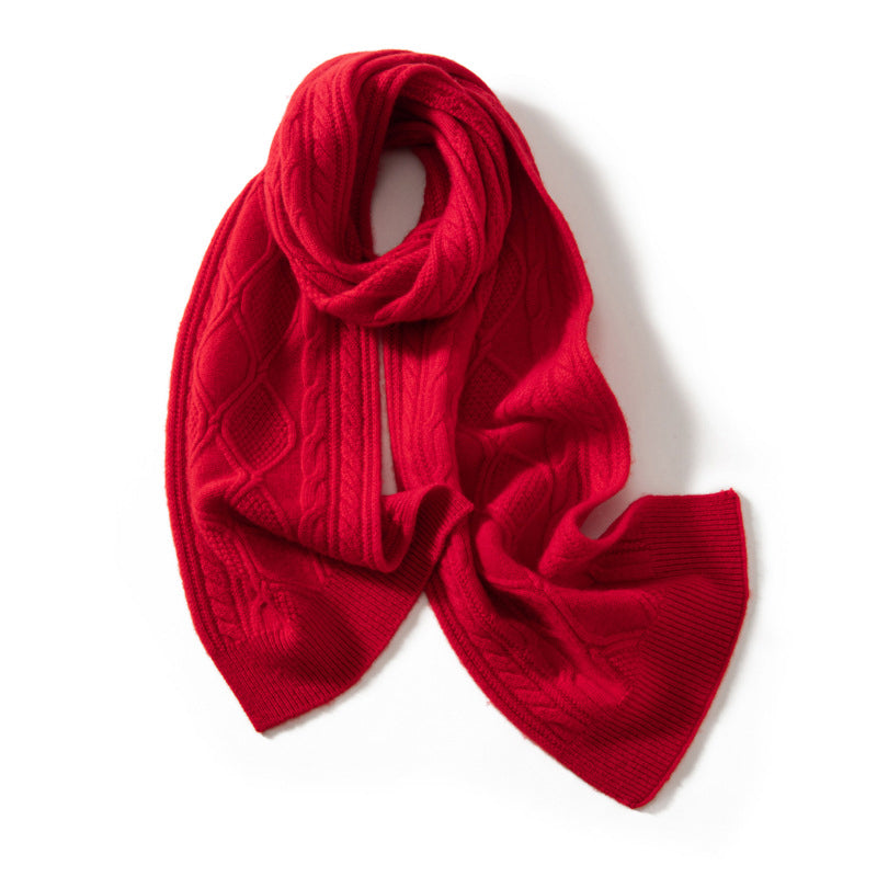 Amelia Draped Scarf | Cable Knit Long Ribbed Edges Scarf