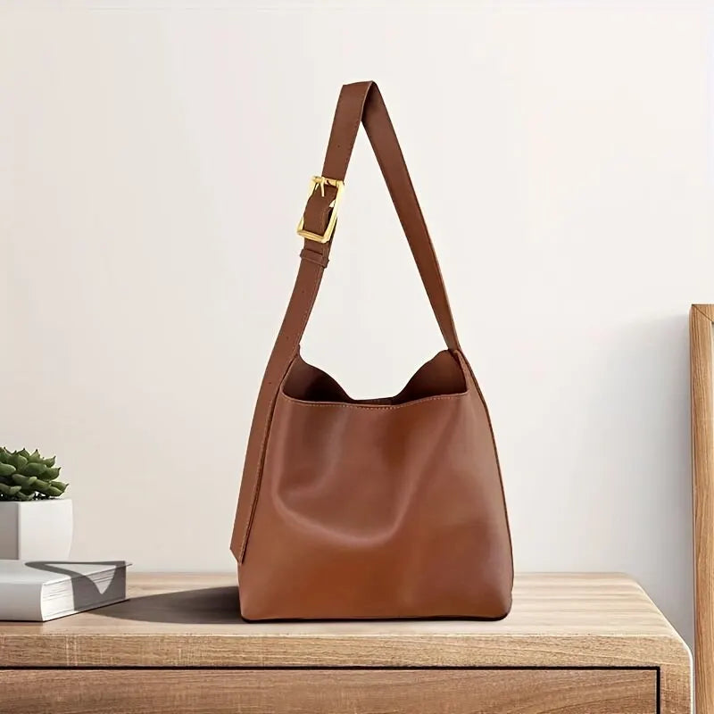 Isla Soft Structure Shoulder Bag | Minimalist Design Gold-Tone Shoulder Bag