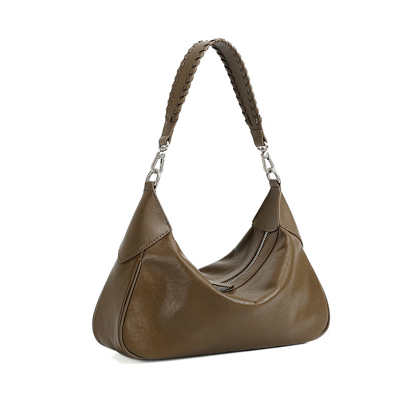 Sophia Hobo Silhouette Short-Handle Shoulder Bag | Braided Strap Silver-Tone Short-Handle Shoulder Bag