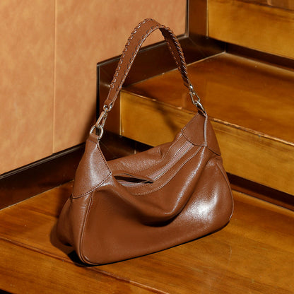 Sophia Hobo Silhouette Short-Handle Shoulder Bag | Braided Strap Silver-Tone Short-Handle Shoulder Bag