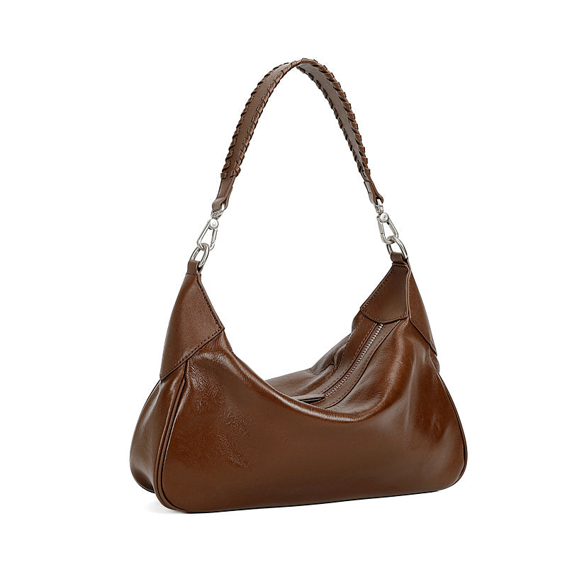 Sophia Hobo Silhouette Short-Handle Shoulder Bag | Braided Strap Silver-Tone Short-Handle Shoulder Bag