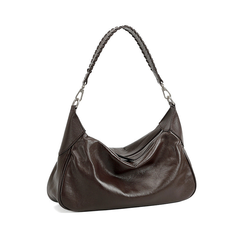 Sophia Hobo Silhouette Short-Handle Shoulder Bag | Braided Strap Silver-Tone Short-Handle Shoulder Bag