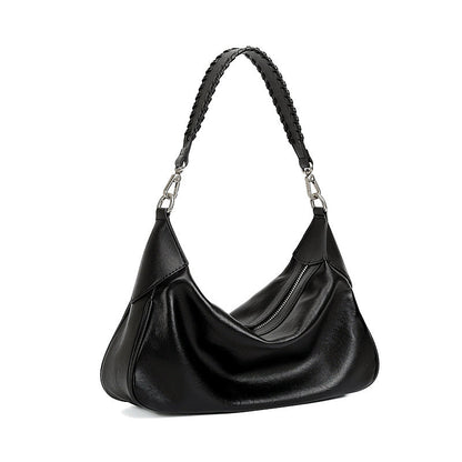 Sophia Hobo Silhouette Short-Handle Shoulder Bag | Braided Strap Silver-Tone Short-Handle Shoulder Bag