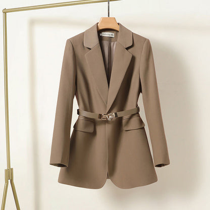 Women’s Blazer – Relaxed Fit – Tailored Waist – Belted – Single Button – Smart Casual