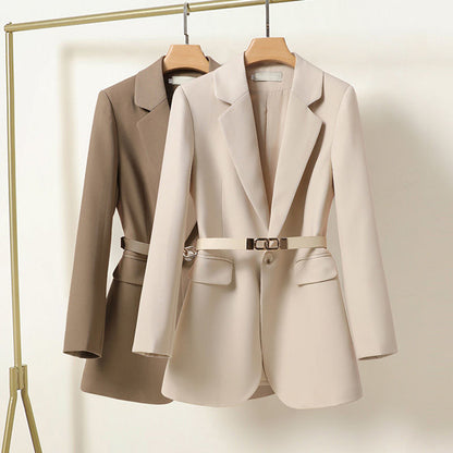 Women’s Blazer – Relaxed Fit – Tailored Waist – Belted – Single Button – Smart Casual