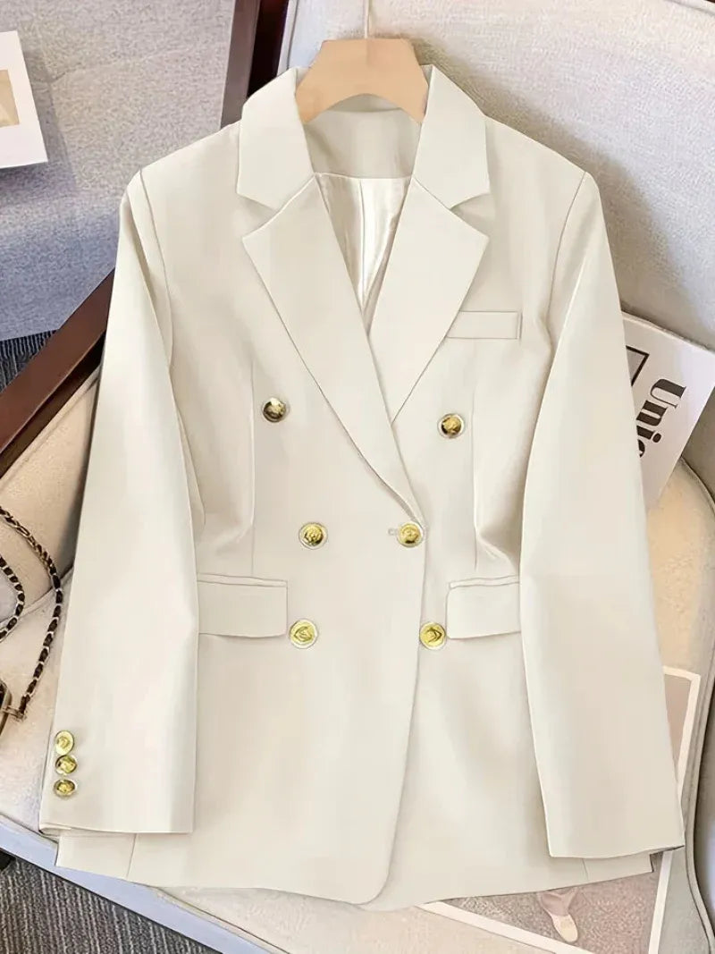 Women’s Blazer – Tailored Fit – Double-Breasted – Gold Buttons – Formal Office Wear