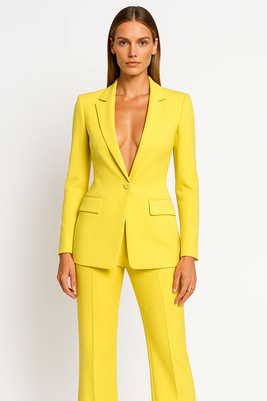 Women’s Blazer – Tailored Fit – Single Button – Shoulder Pads – Wool Blend