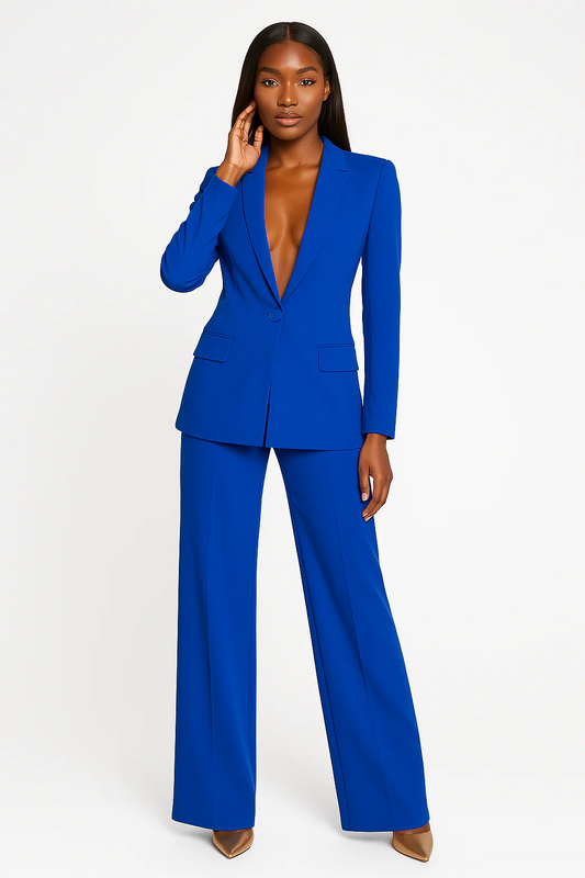 Women’s Blazer – Tailored Fit – Single Button – Shoulder Pads – Wool Blend