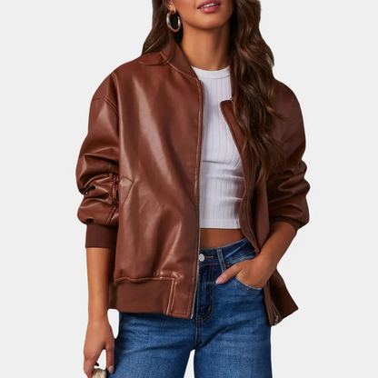 Women’s Bomber Jacket – Relaxed Fit – Lightweight Breathable – Ribbed Trim – Zip Front – Side Pockets