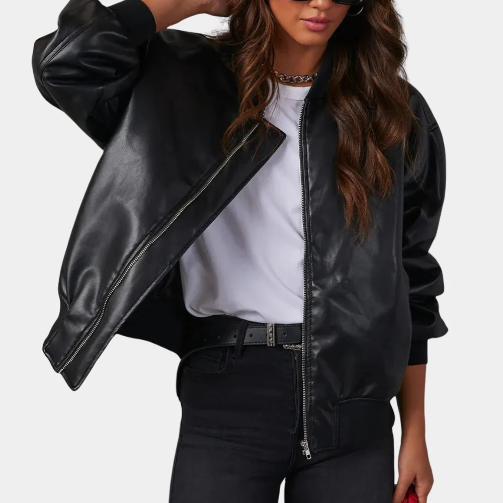 Women’s Bomber Jacket – Relaxed Fit – Lightweight Breathable – Ribbed Trim – Zip Front – Side Pockets