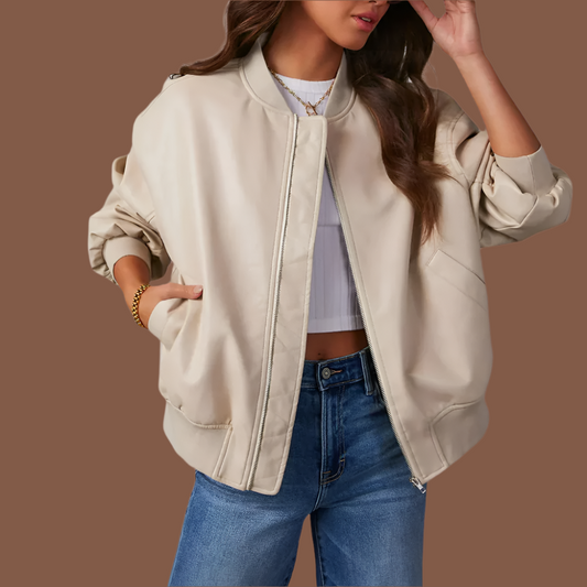 Women’s Bomber Jacket – Relaxed Fit – Lightweight Breathable – Ribbed Trim – Zip Front – Side Pockets