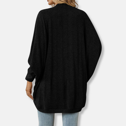 Women’s Cardigan – Oversized Fit – Knit Texture – Open Front – Batwing Sleeves