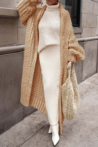 Women’s Cardigan – Wool Knit – Oversized Fit – Long Open Style – Chunky Casual Layer
