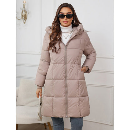 Women’s Hooded Coat – Slim Fit – Quilted Padded – Mid-Length Insulated Outerwear
