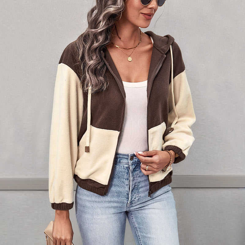 Women’s Hooded Jacket – Fleece Feel – Relaxed Fit – Zip Front – Ribbed Hem & Cuffs