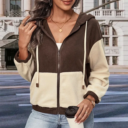 Women’s Hooded Jacket – Fleece Feel – Relaxed Fit – Zip Front – Ribbed Hem & Cuffs