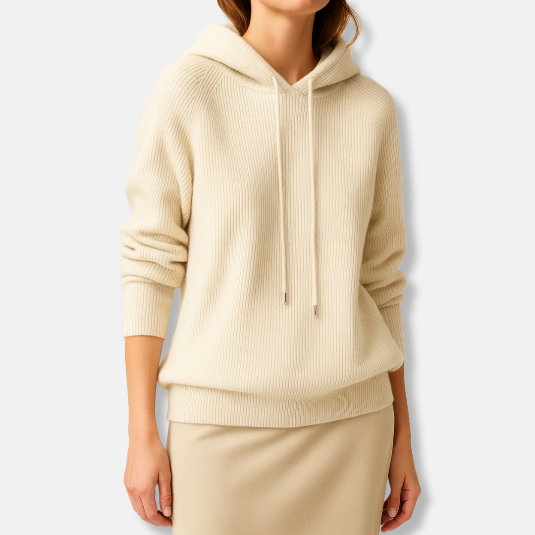 Women’s Hoodie – Relaxed Fit – Ribbed Knit – Raglan Sleeves – Drawcord Hood