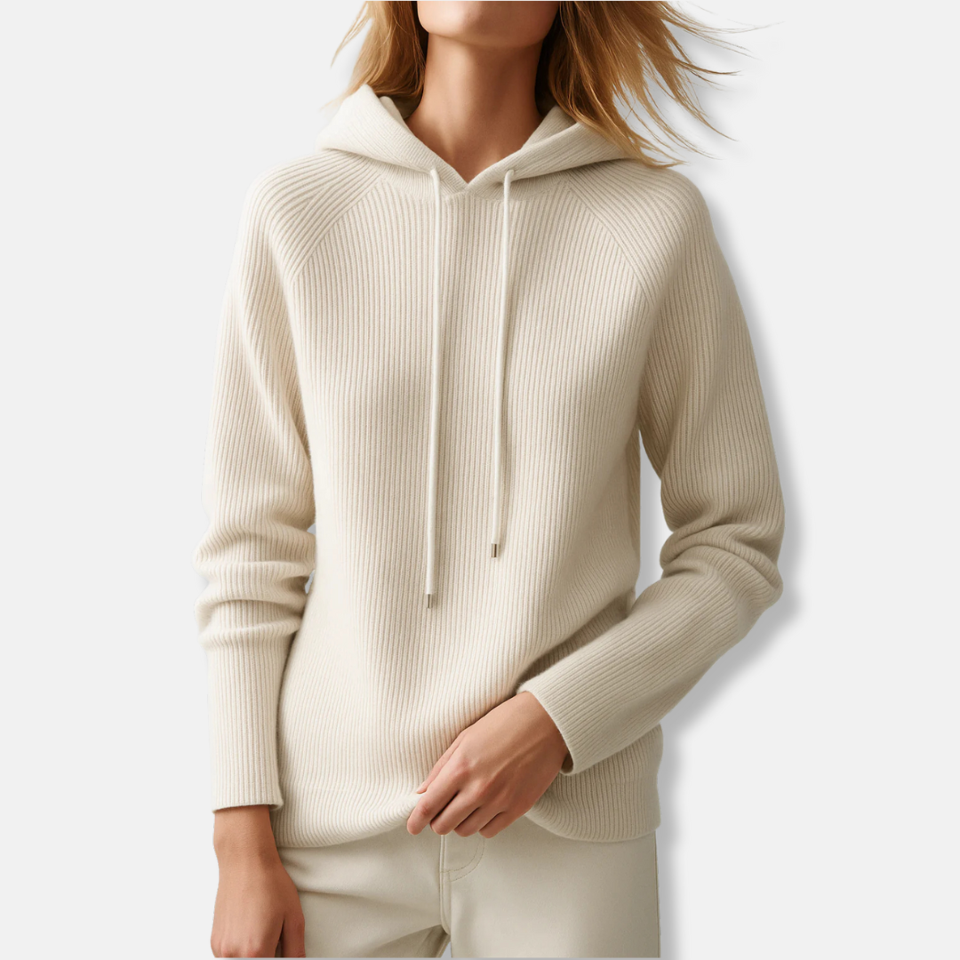 Women’s Hoodie – Relaxed Fit – Ribbed Knit – Raglan Sleeves – Drawcord Hood
