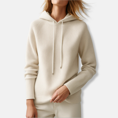 Women’s Hoodie – Relaxed Fit – Ribbed Knit – Raglan Sleeves – Drawcord Hood