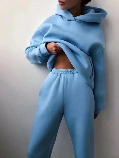 Women’s Hoodie and Joggers Set – Fleece – Oversized Fit – Relaxed Lounge Wear