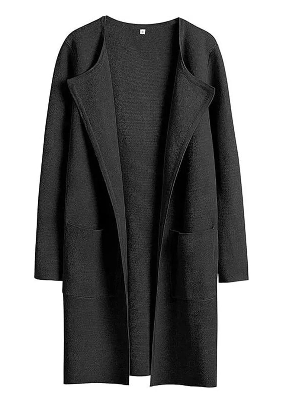 Women’s Knee-Length Coat – Wool Blend – Relaxed Fit – Wide Lapel – Minimalist Style