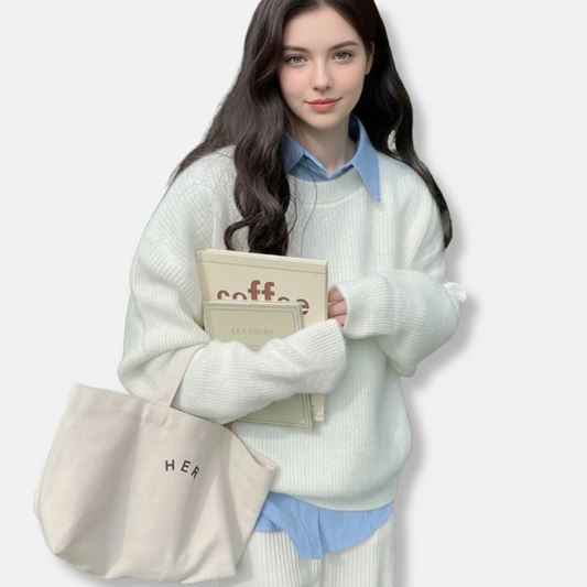 Women’s Knit Sweater – Oversized Fit – Ribbed Wool Blend – Casual Layered Style