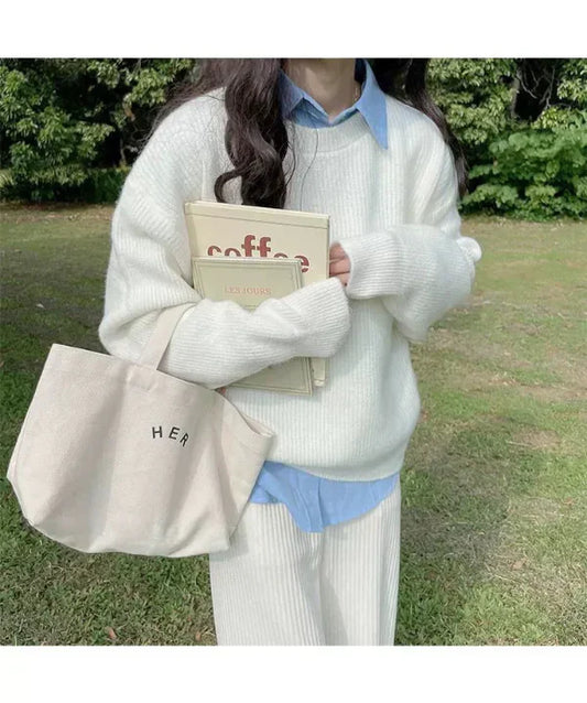 Women’s Knit Sweater – Oversized Fit – Ribbed Wool Blend – Casual Layered Style