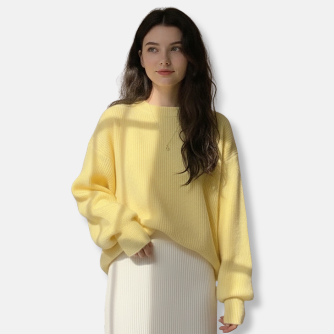 Women’s Knit Sweater – Oversized Fit – Ribbed Wool Blend – Casual Layered Style