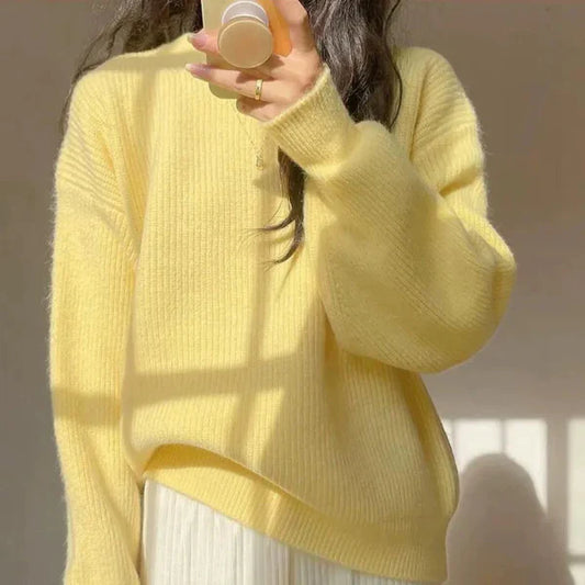 Women’s Knit Sweater – Oversized Fit – Ribbed Wool Blend – Casual Layered Style