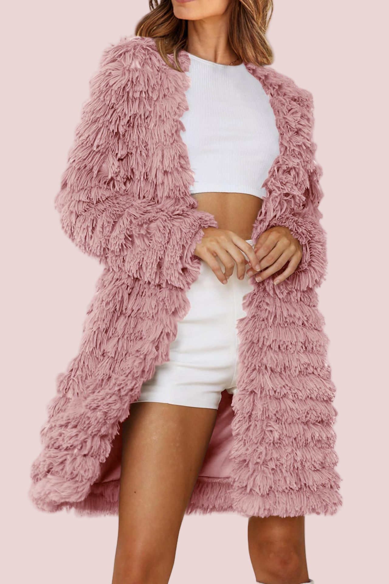 Women’s Longline Cardigans - Shaggy Texture - Relaxed Fit - Open Front Layering Outerwear