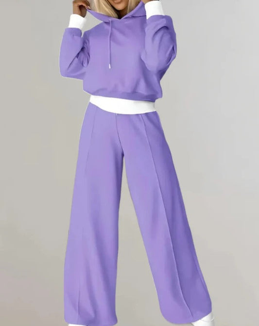 Women’s Loungewear Set – Cropped Hoodie – Wide-Leg Joggers – Relaxed Fit Cotton