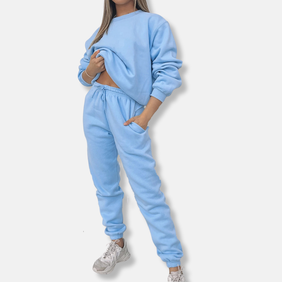 Women’s Loungewear Set – Relaxed Fit Top and Joggers – Soft Knit – Drawstring Waist