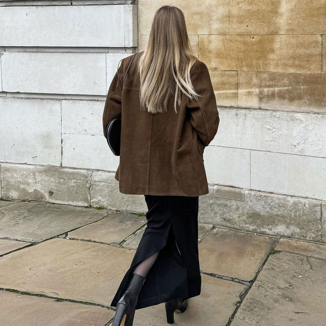 Women’s Oversized Blazer – Relaxed Fit – Soft Texture – Notched Lapel – Flap Pockets