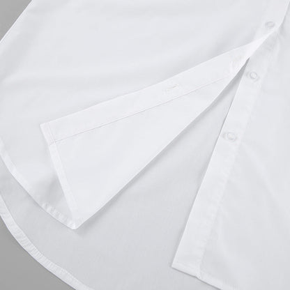 Women’s Oversized Shirt – Cotton Blend – Long Sleeve – Button-Up Relaxed Fit