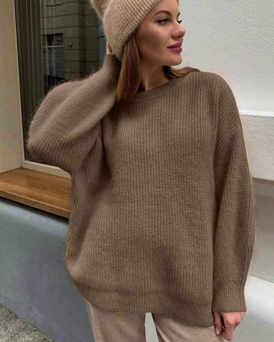 Women’s Oversized Sweater – Ribbed Knit – Relaxed Fit – Long Sleeve Casual Wear
