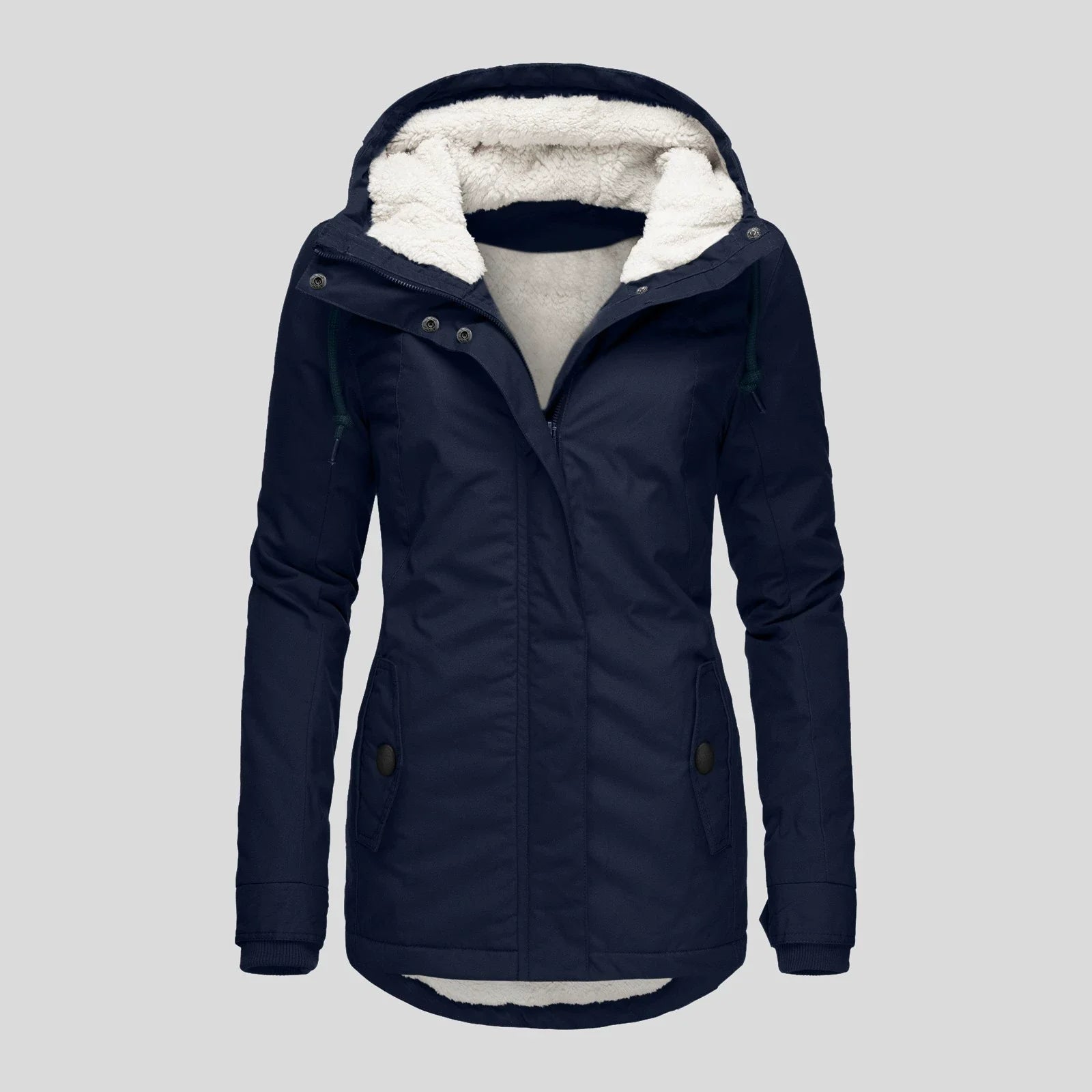 Women’s Parka Coat – Semi-Fitted – Plush Lined Hood – Weather-Resistant – Mid-Thigh Length
