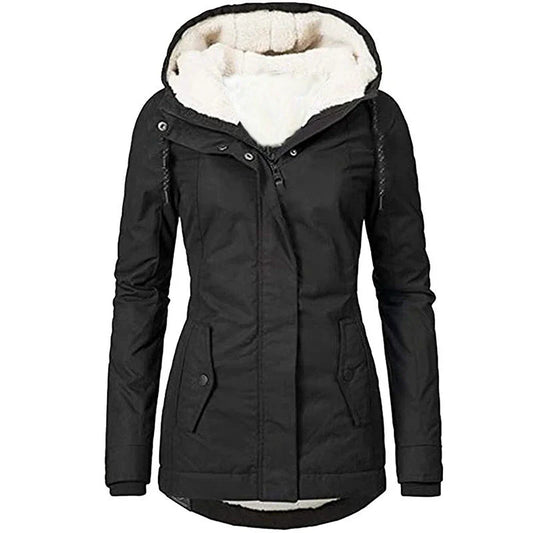 Women’s Parka Coat – Semi-Fitted – Plush Lined Hood – Weather-Resistant – Mid-Thigh Length