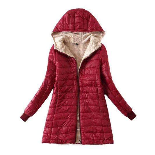 Women’s Puffer Coat – Quilted Insulated – Plush Lining – Hooded Mid-Length Fit