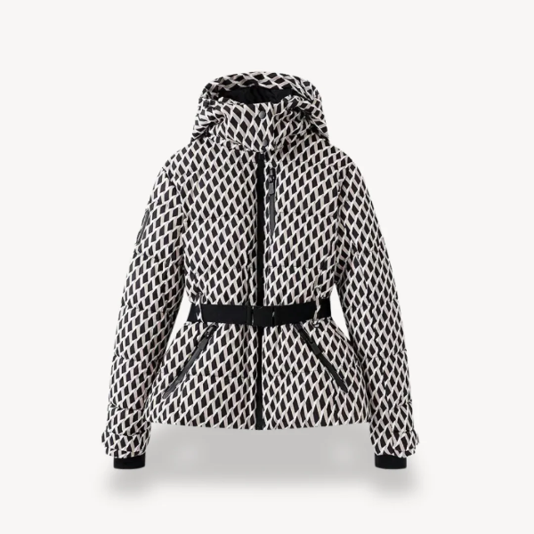 Women’s Puffer Jacket – Tailored Fit – Quilted – Hooded – Belted Waist – Hip Length