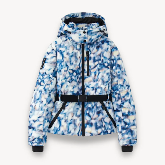 Women’s Puffer Jacket – Tailored Fit – Quilted – Hooded – Belted Waist – Hip Length