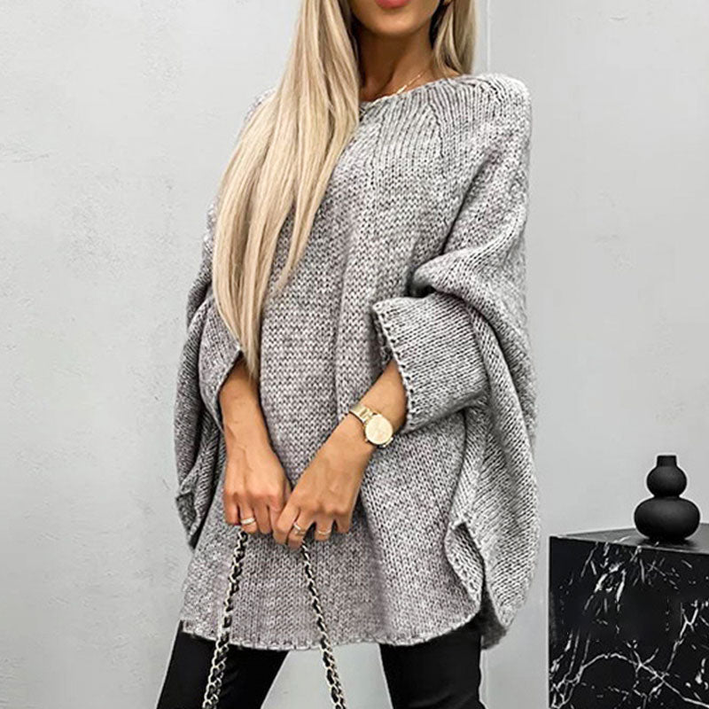 Women’s Pullover – Oversized Fit – Wool Blend – Batwing Sleeves – Tunic Length