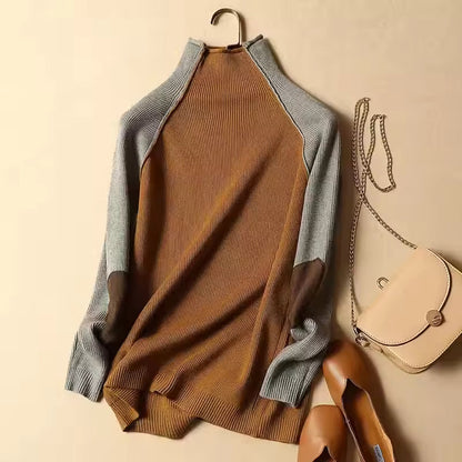 Women’s Pullover Sweater – Relaxed Fit – Ribbed Knit – Half Turtleneck – Raglan Sleeves