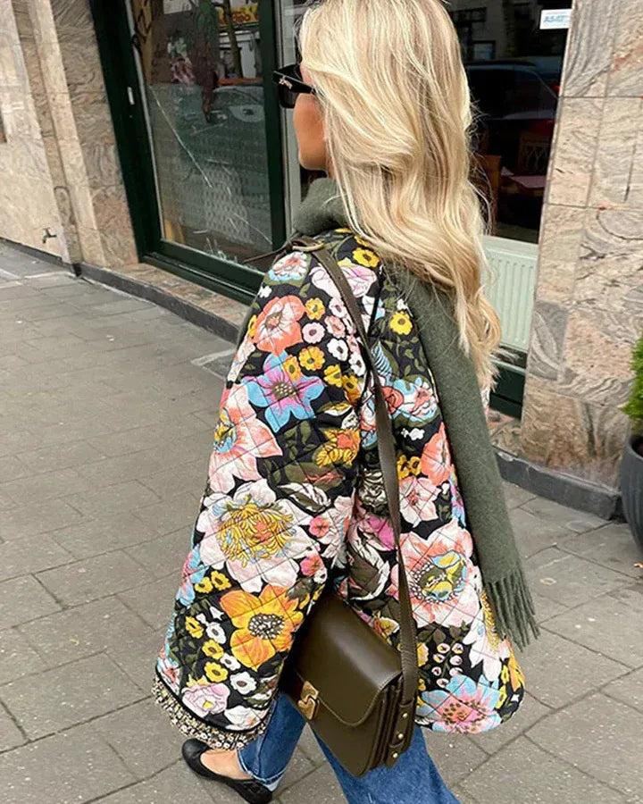 Women’s Quilted Coat – Oversized Fit – Wide Sleeves – Plush Lining – Button Front