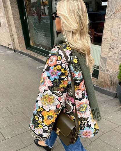 Women’s Quilted Coat – Oversized Fit – Wide Sleeves – Plush Lining – Button Front