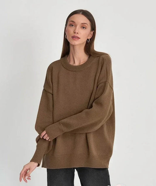 Women’s Sweater – Oversized Relaxed Fit – Wool Blend Knit – Crew Neck – Long Sleeve