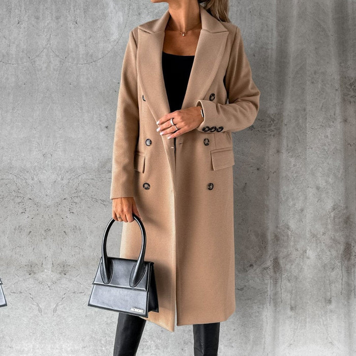 Women’s Tailored Coat – Wool Blend – Double Breasted – Knee Length – Formal Fit