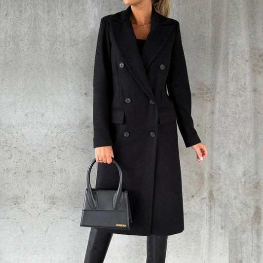 Women’s Tailored Coat – Wool Blend – Double Breasted – Knee Length – Formal Fit