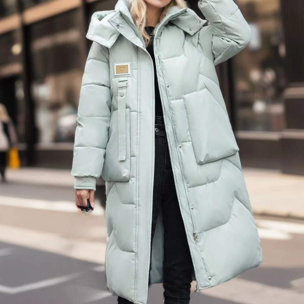 Women’s Trench Coat – Oversized Relaxed Fit – Quilted Long Insulated Hooded Design