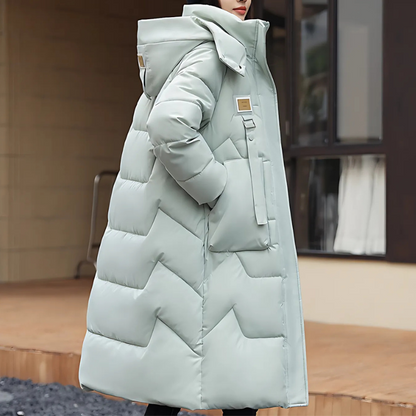 Women’s Trench Coat – Oversized Relaxed Fit – Quilted Long Insulated Hooded Design