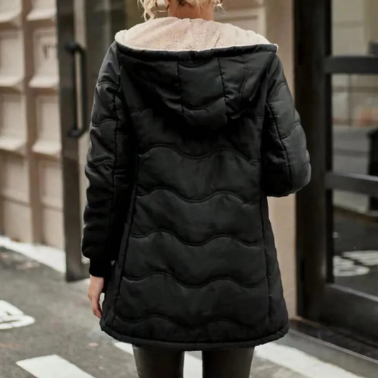 Women’s Trench Coat – Slim Fit – Quilted Padded – Hooded – Fleece Lined – Full Zip